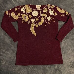 Jaclyn Smith Petite Deep Red Knit Top